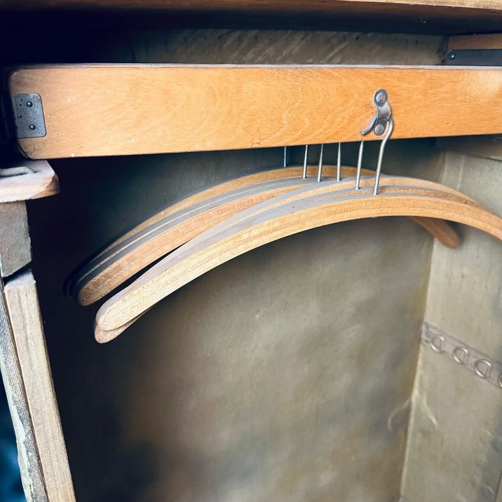 Antique Early 1900s Innovation Trunk Co. Green Wardrobe Steamer Trunk Suitcase - Picture 9 of 10